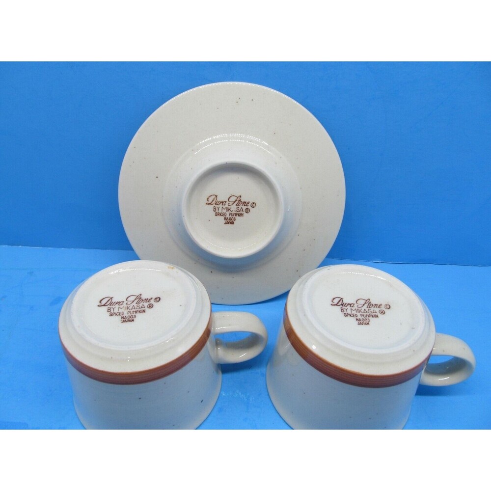 Mikasa Durastone Spiced Pumpkin 2 Cups And 1 Saucer Lot